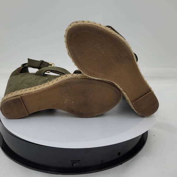 Merona Olive Green Vegan Suede Wedge Espadrille Sandal 6.5 - Picture 5 of 7